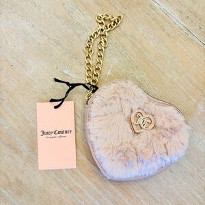 Juicy Couture Pink Heart Fur Bag with Gold Chain